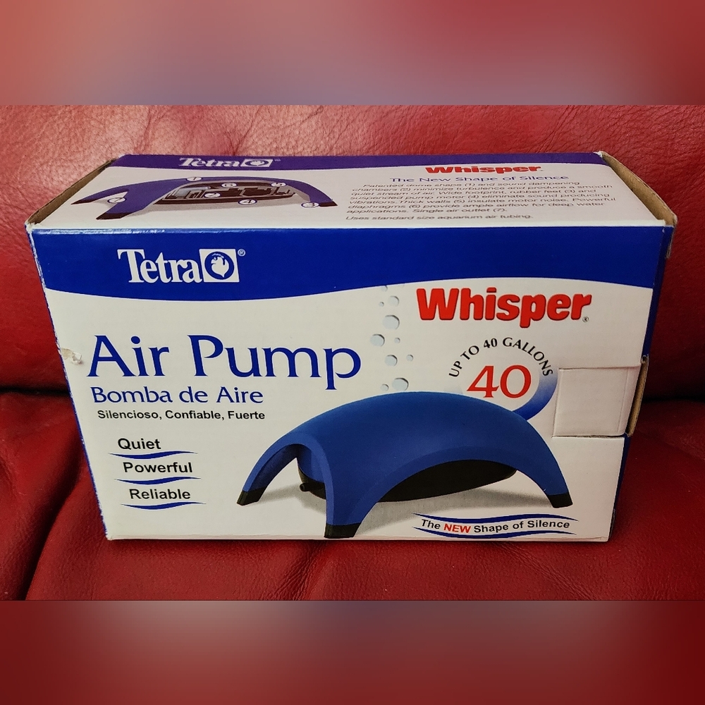 Tetra 77853 Whisper Up To 40-Gallon Air Pump New Open Box BENIFITS CHARITY